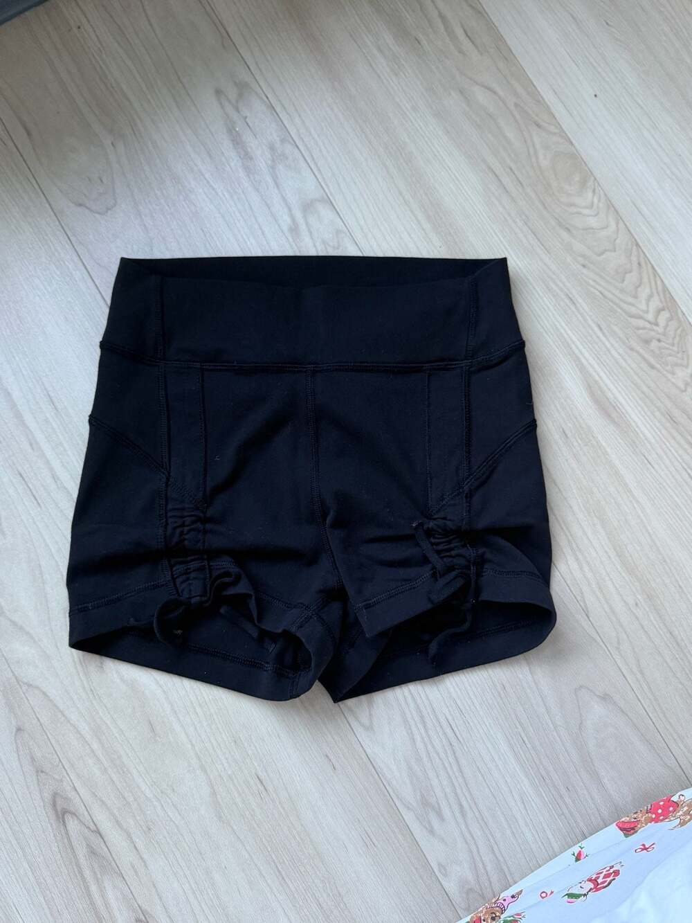Lululemon Black Ruched High-Rise Athletic Shorts